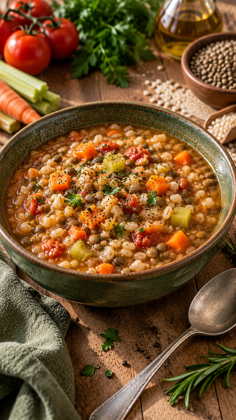 Zuppa di lenticchie, orzo e verdure: un piatto unico caldo e saziante