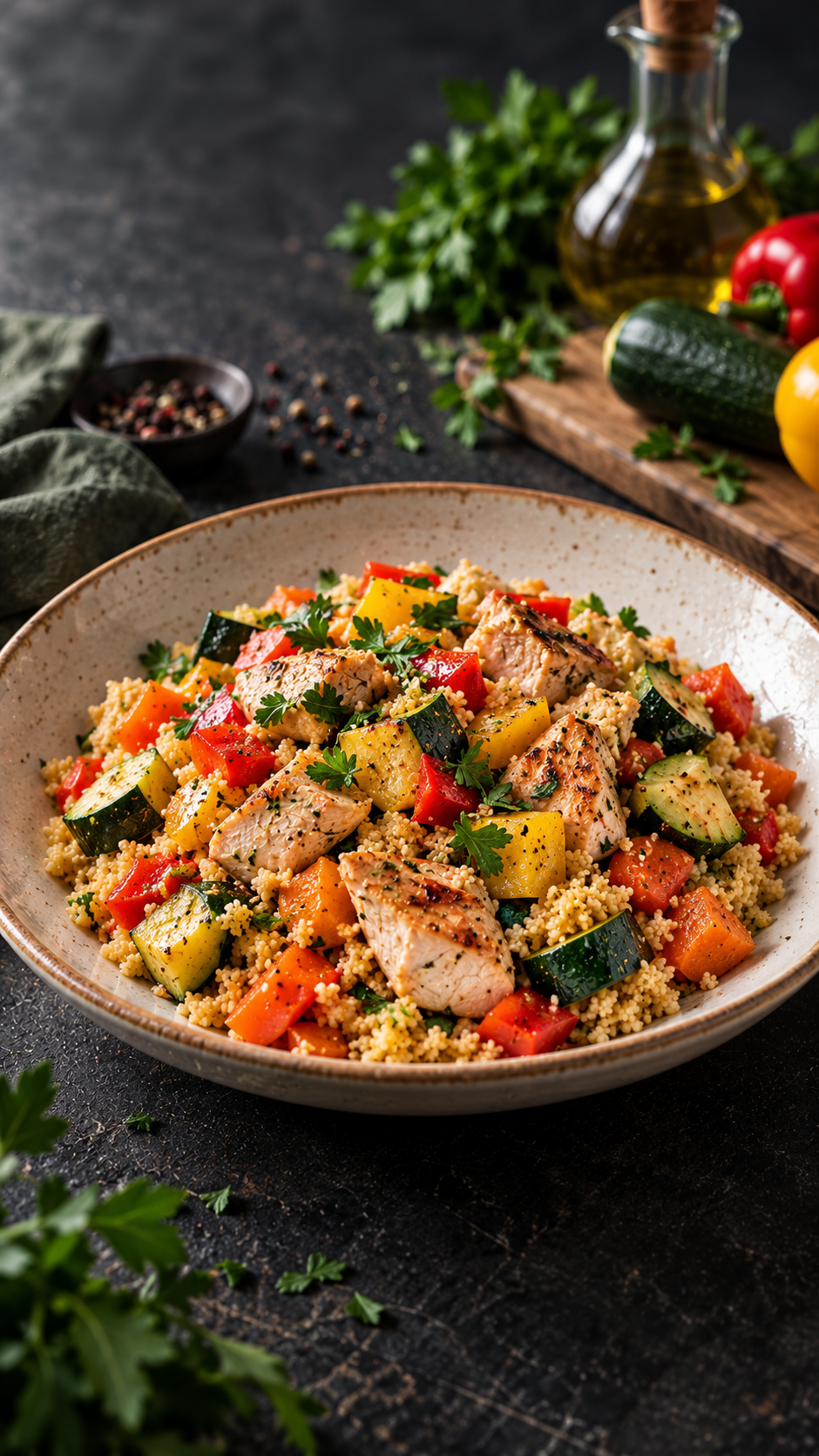 Cous cous con pollo e verdure: piatto unico semplice e bilanciato